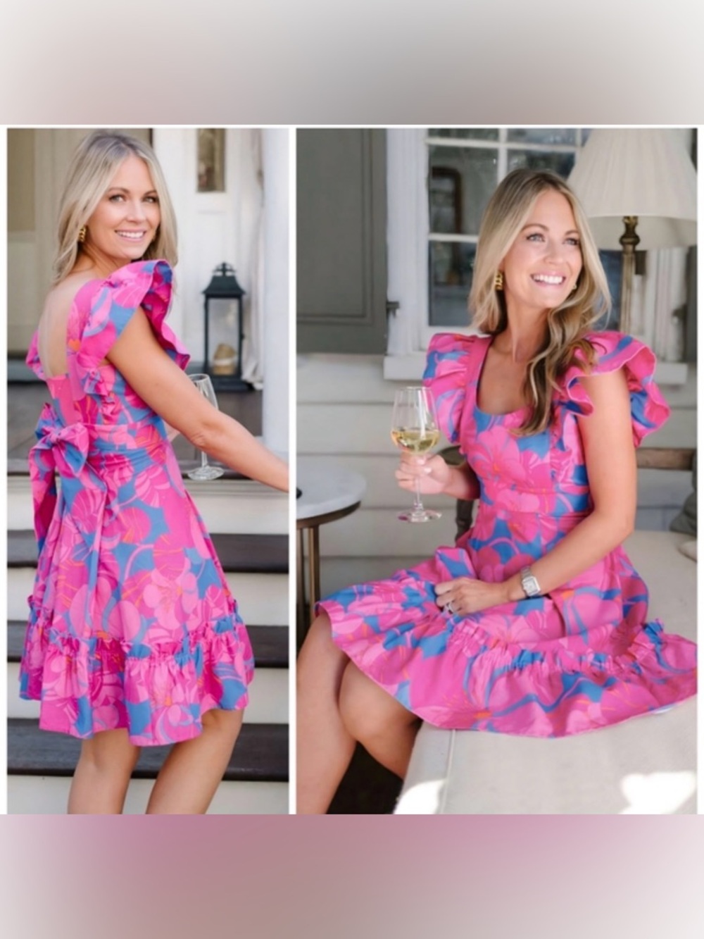 Tuckernuck Women’s Linen Cameran Eubanks Wimberly Wild Azalea Edisto Dress Large